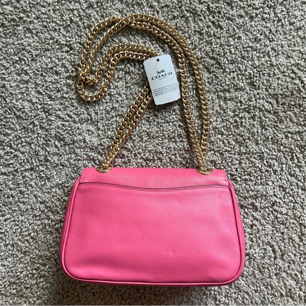 Coach Vibrant Pink Shoulder Bag with Gold Chain - Picture 2 of 6